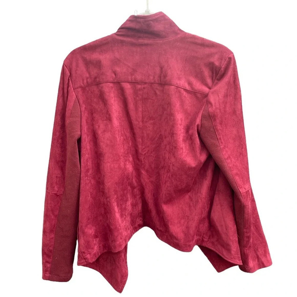 BB DAKOTA RED FAUX SUEDE DRAPE JACKET - Picture 2 of 5